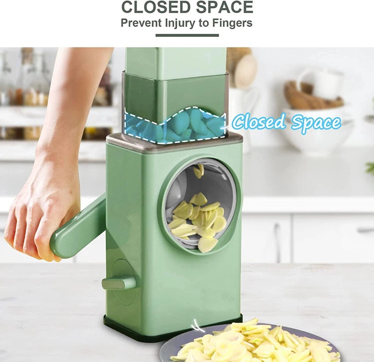 6-in-1 Hand Crank Vegetable Grater — Slicer, Shredder, Chopper