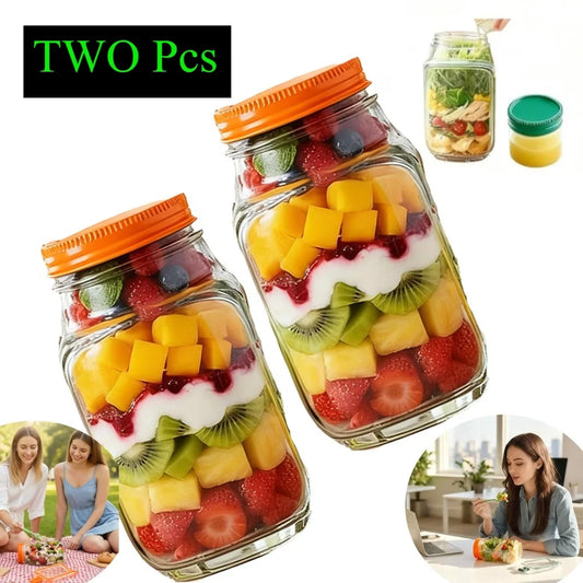 Salad Pod Mason Jar with Dressing Cup; Portable, Leak-Proof, Work & Travel