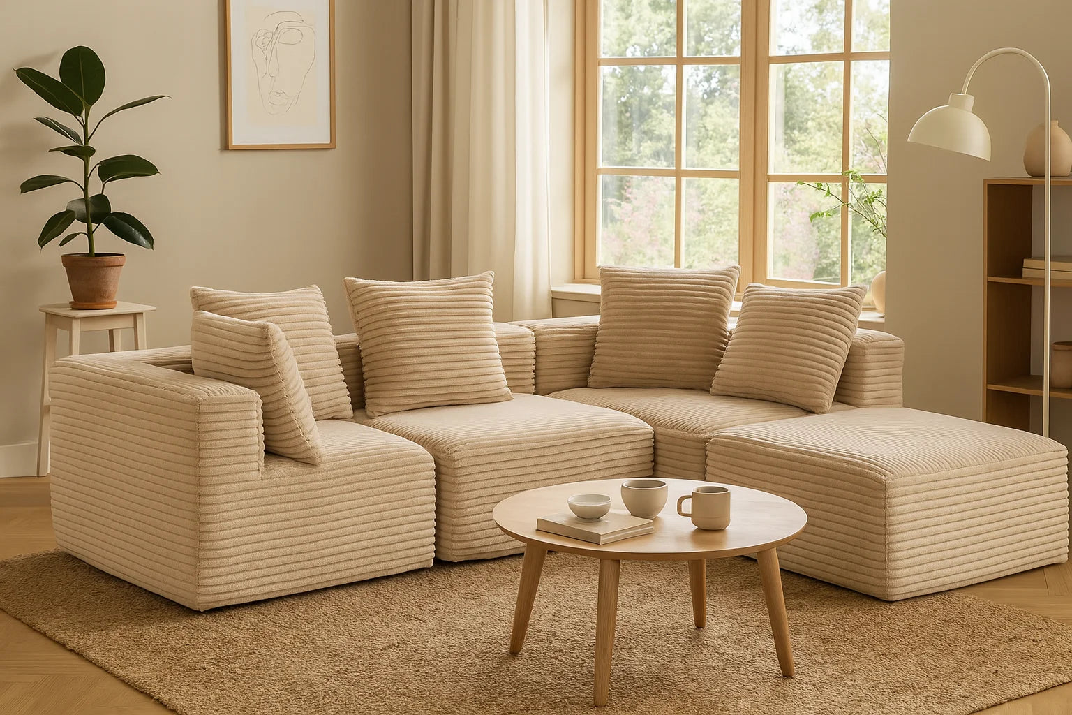 Sectional boneless Couch with L-Shape Chaise,Modern  Modular sleeper Sofa with Deep Seat, Upholstered Couches for Room
