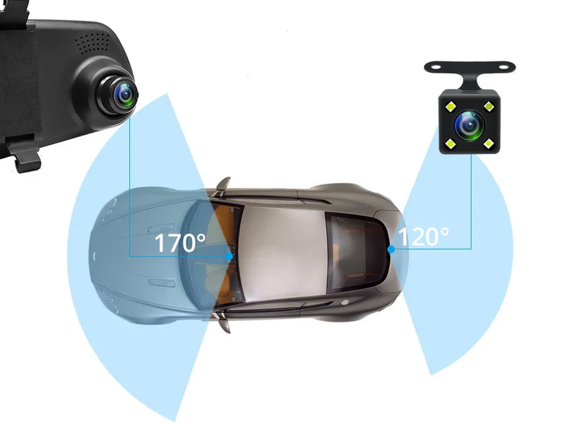 FHD 1080P Car DVR Dash Cam with Rearview Mirror Auto Reverse Image 170° Wide Angle Dual Lens Video Recorder Vehicle Supplies