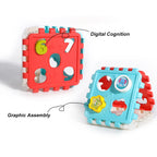 Toddler Activity Cube Clock Shape Number Shape Sorting Toys Geometric Building Blocks Puzzles Baby Montessori Educational Toys