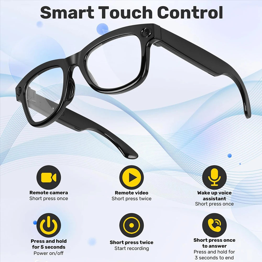 SENBONO AI Translator Smart Glasses With 8MP Camera Take Videos And Photo Sunglasses BT Call for Men Women 4K HD Fashion Glasses