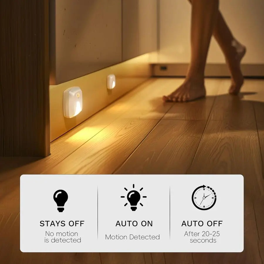 Stick-On Motion Sensor LED Lights — Warm White, Battery-Operated