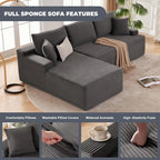 Cloud Sectional Couch, Boneless Sofa for Living Room, Modular Sectional Sofa with Deep Seat, Fluffy Comfy Couch