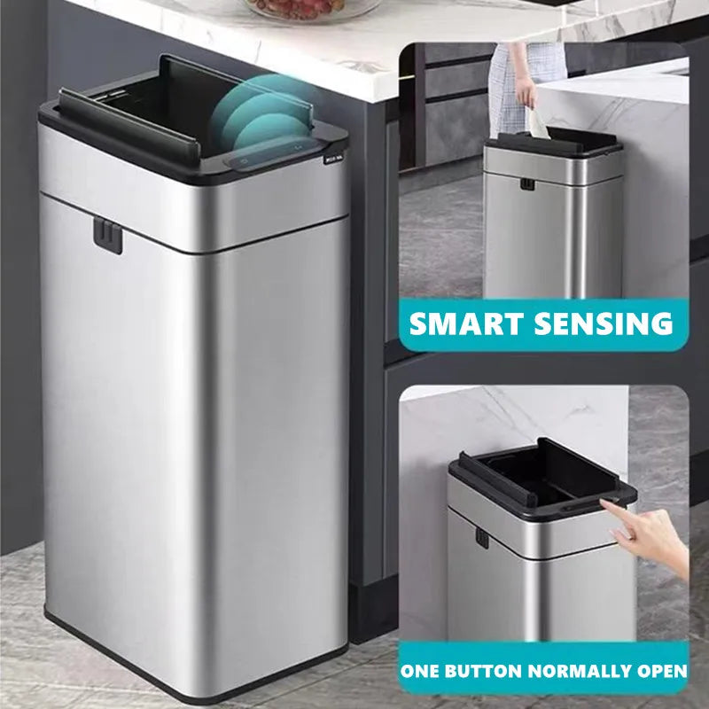 Smart Sensor Trash Can — Stainless Steel, 15L / 20L Kitchen Bin