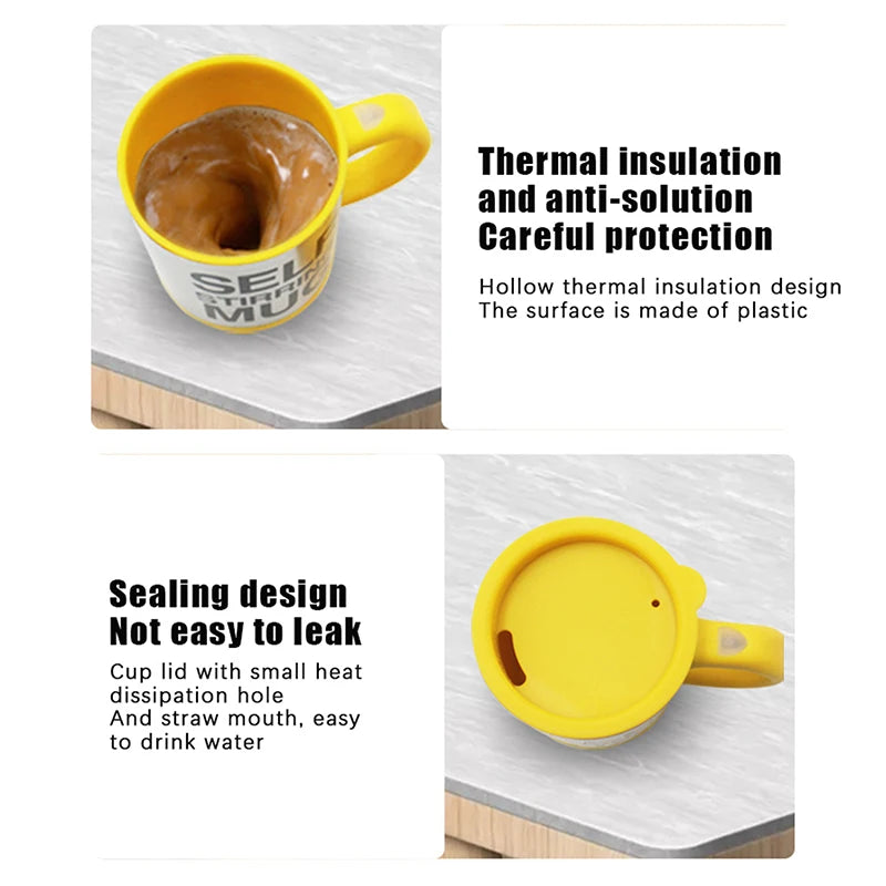 400ml Self-Stirring Mug with Lid — Stainless Steel, Gift Boxed
