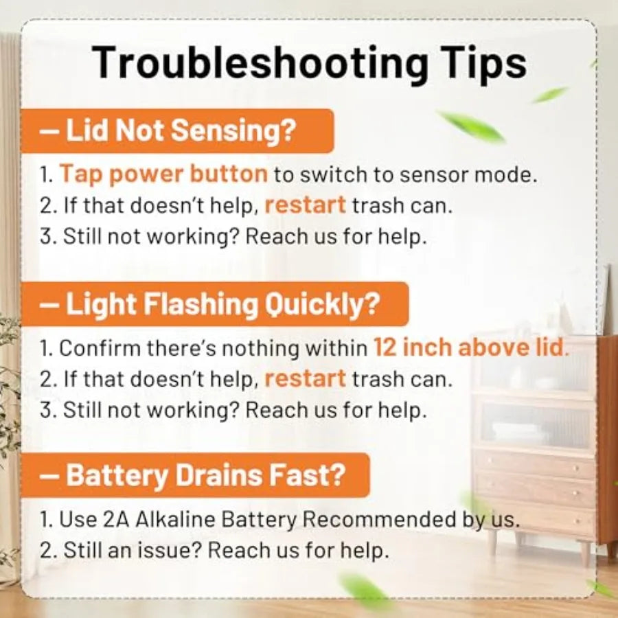 Touchless Motion Sensor Trash Can — 2.2 Gal Slim with Lid (2-Pack)