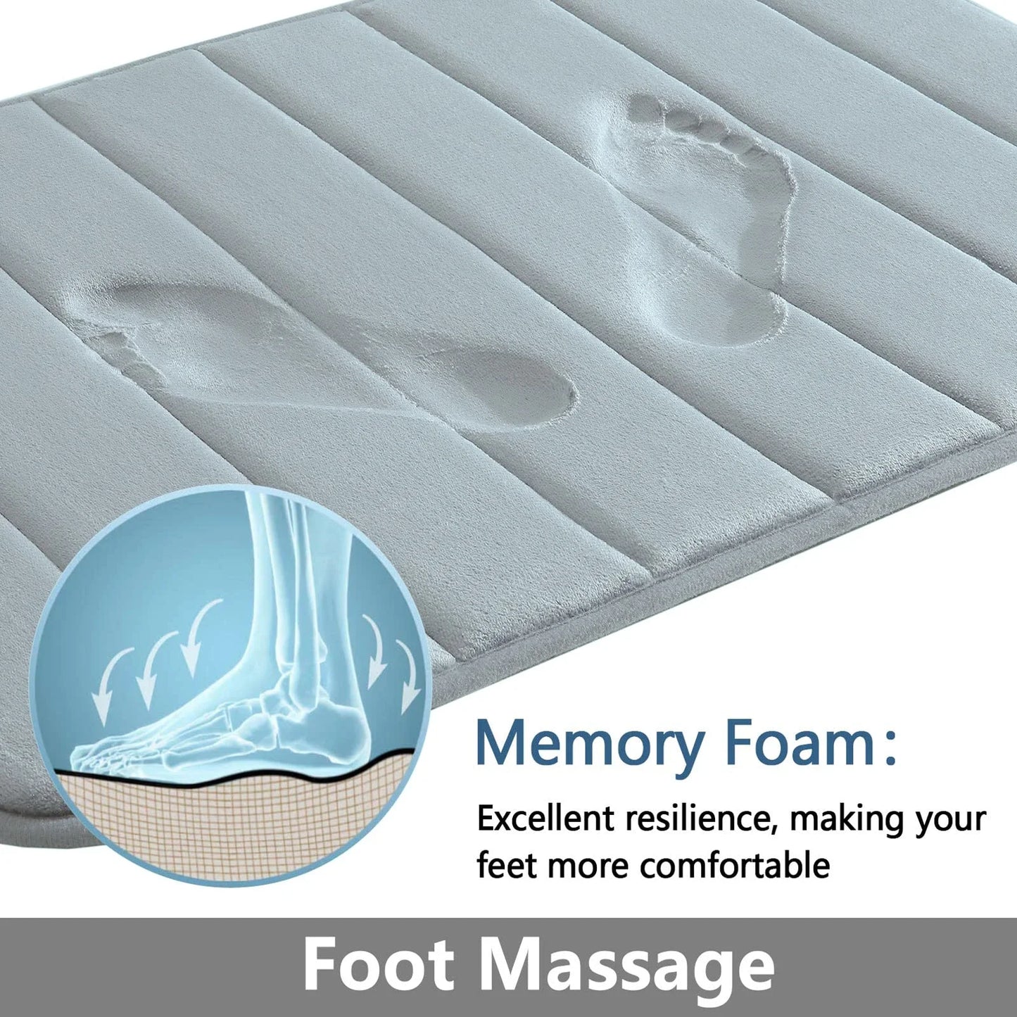 Super-Absorbent Memory Foam Bath Mat — Non-Slip Bathroom Rug