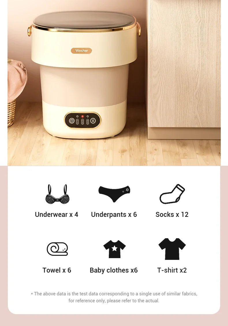 Foldable Portable Washing Machine — 13L, Spin Dryer, Compact