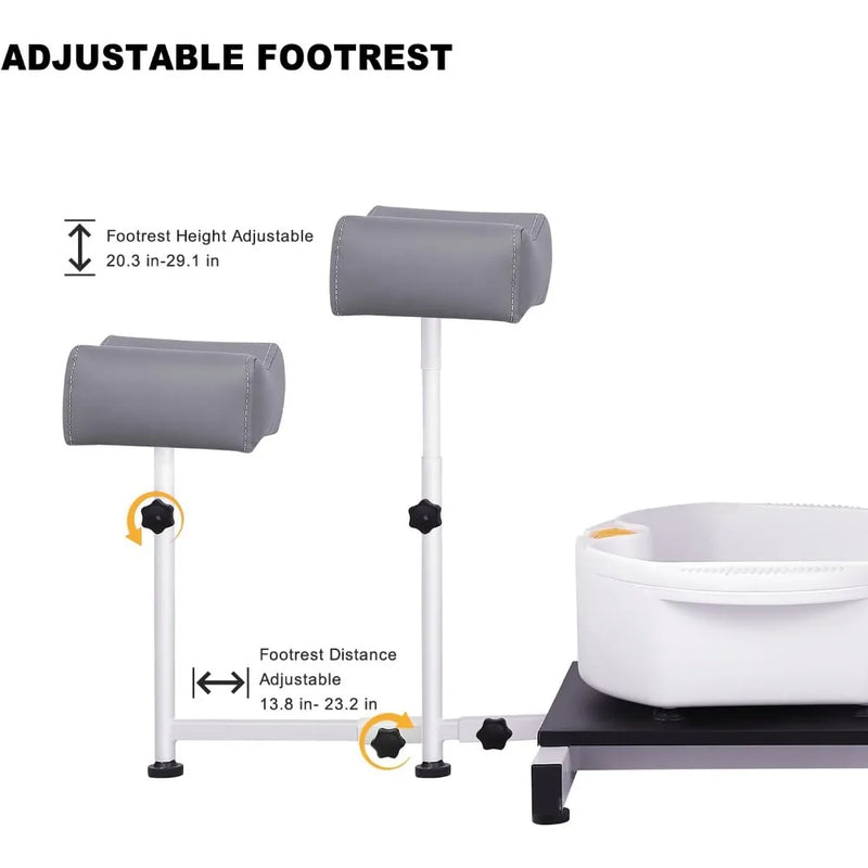 Reclining Pedicure Chair No Plumbing with Foot Massage Basin, Hydraulic Adjustable Pedicure Chair, 360° Rotation Beauty Spa