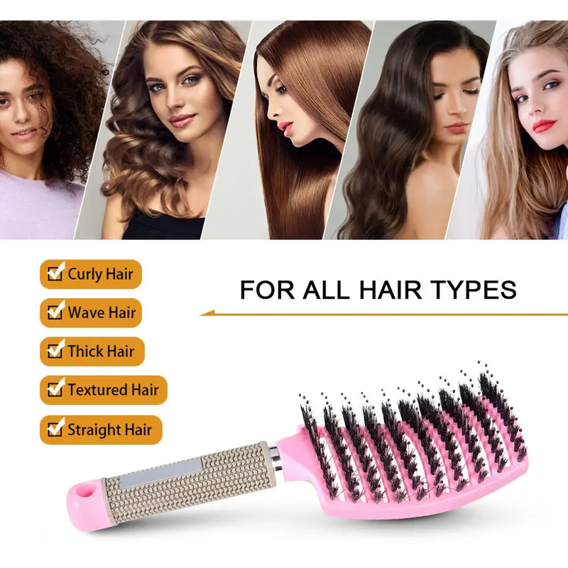 Hairbrush Comb Anti Klit Brushy Haarborstel Women Detangler Hair Brush Bristle Nylon Scalp Massage Teaser Hair Brush