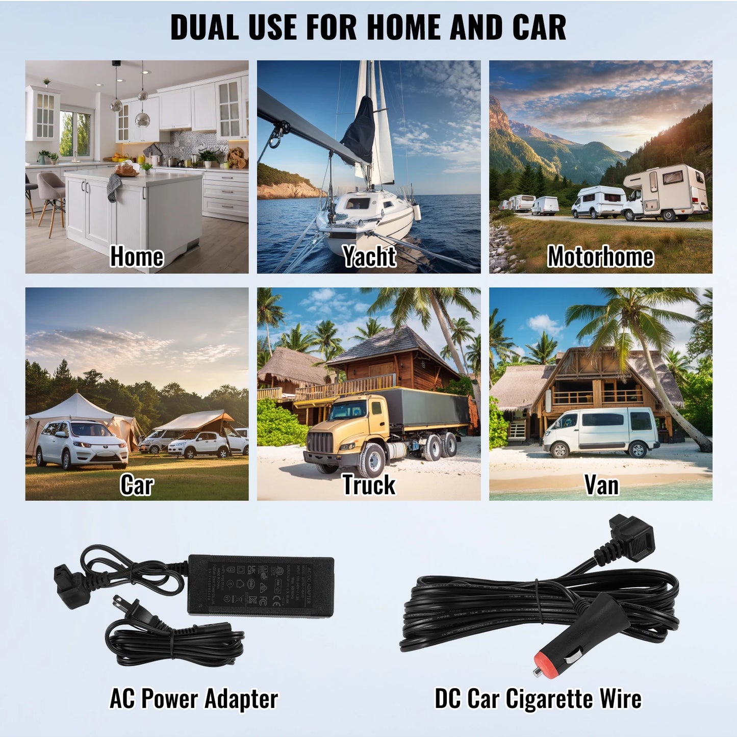 VEVOR Portable 12V Car Refrigerator Dual Zone Freezer 38QT