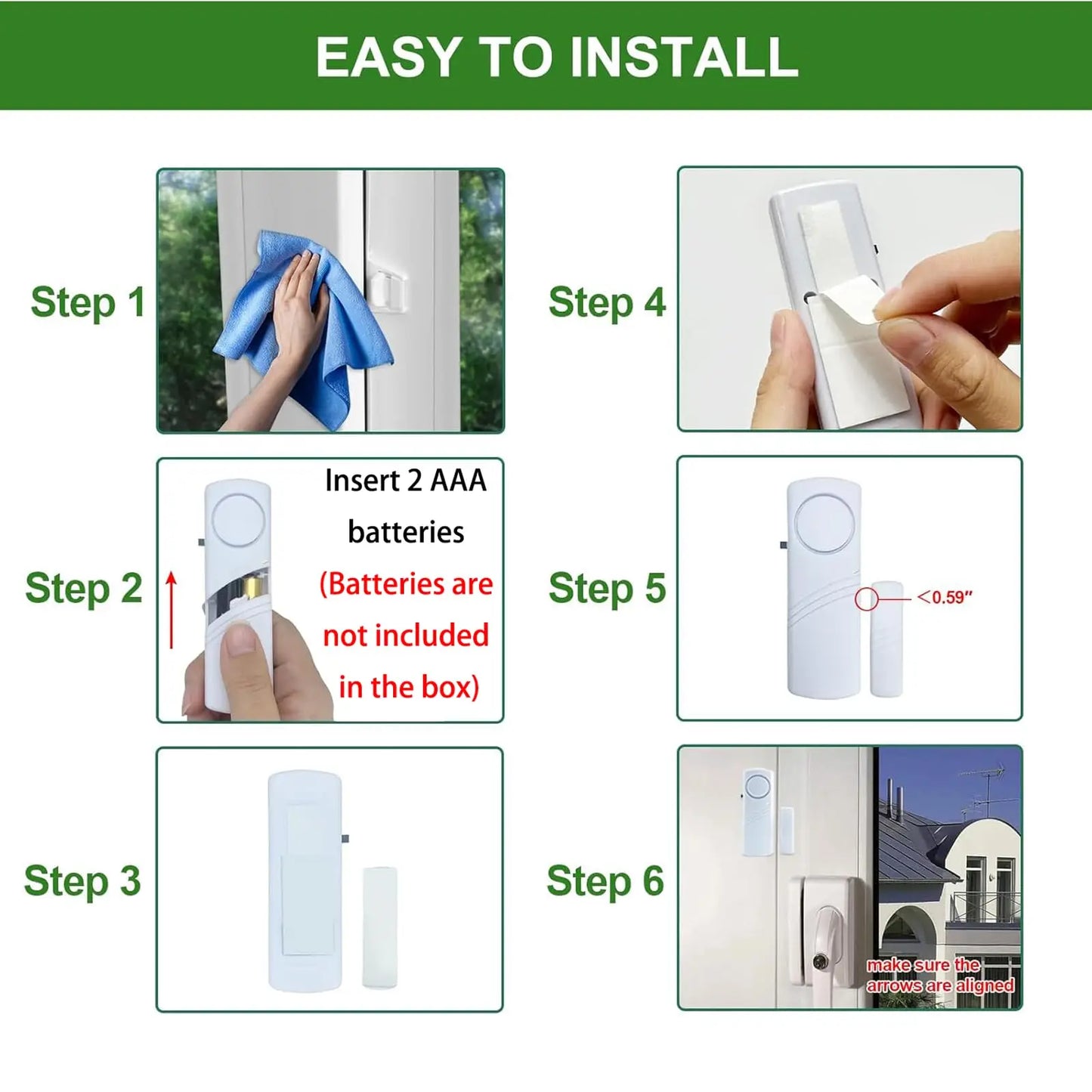 Wireless Door & Window Alarm Sensors — 95dB, Home Security Pack