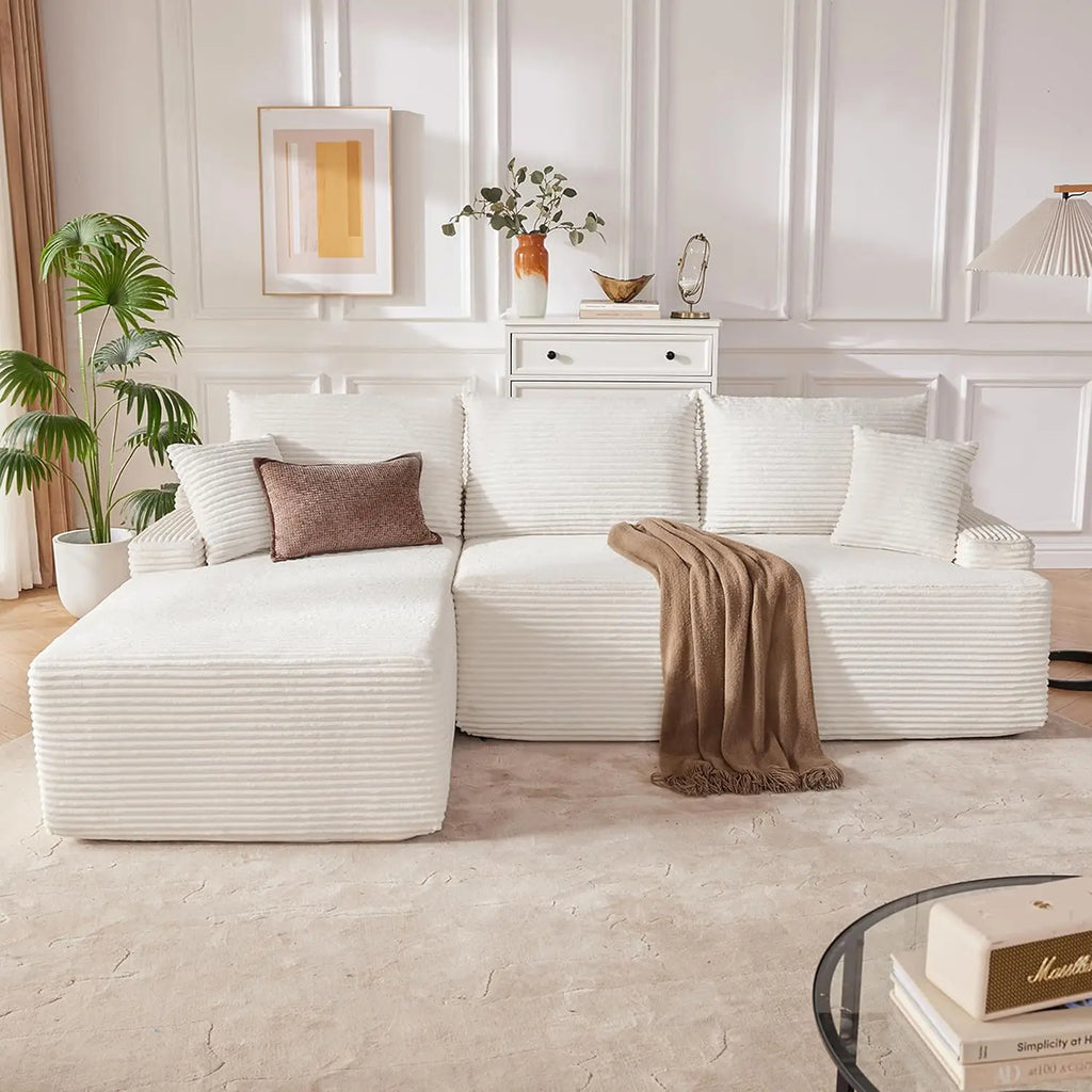 Cloud Sectional Couch, Boneless Sofa for Living Room, Modular Sectional Sofa with Deep Seat, Fluffy Comfy Couch