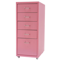 Aluminum Alloy 5-Drawer Storage Cabinet Pink Filing Storage Organizer Cabinet for Office Home Bedroom