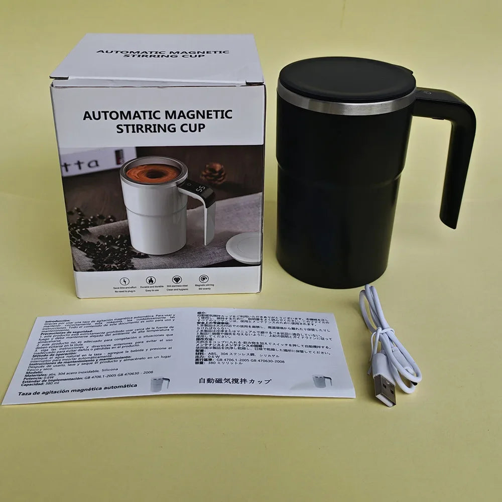Self-Stirring Magnetic Coffee Mug — 380ml, Stainless Steel