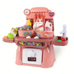Kids Pretend Toy Kitchen Set with Sounds, Lights, Stove, Sink and Toy Food - Toddler Toy Kitchen