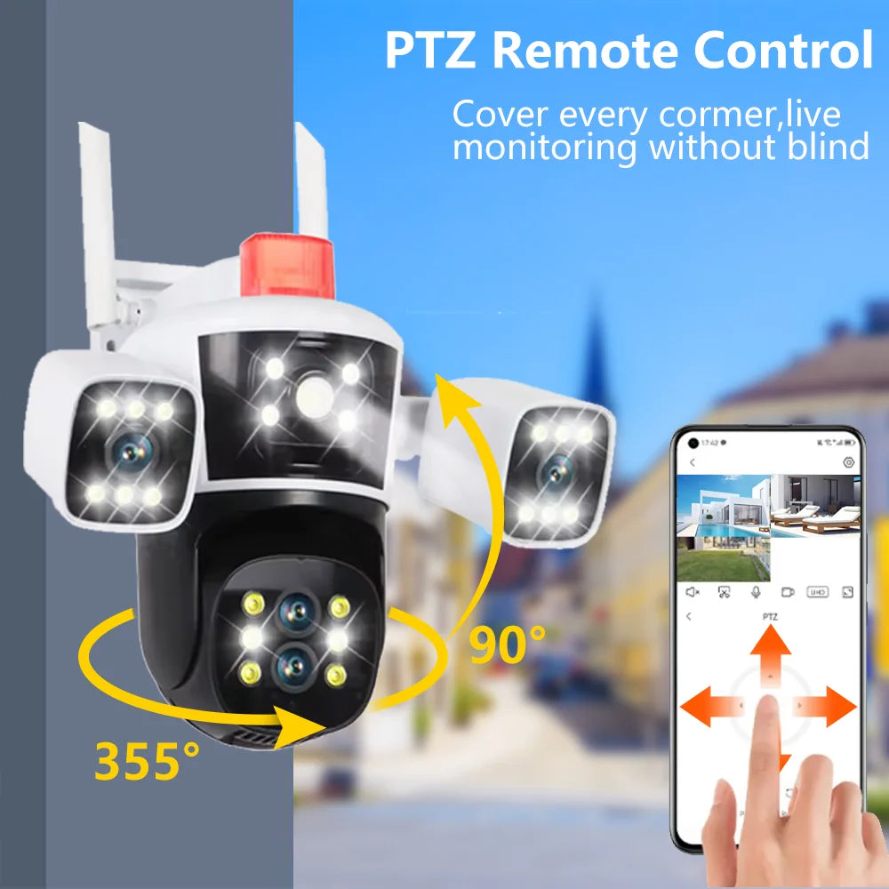 16MP 8K WiFi PTZ Outdoor Floodlight Camera — 10x Zoom, 360° Monitor