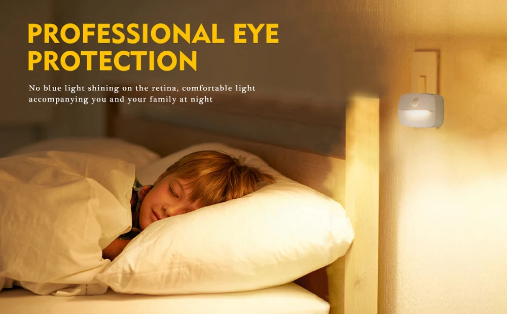 Plug-In Motion Sensor Night Light — Hallway, Stair & Bedroom Lamp