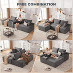 Cloud Sectional Couch, Boneless Sofa for Living Room, Modular Sectional Sofa with Deep Seat, Fluffy Comfy Couch