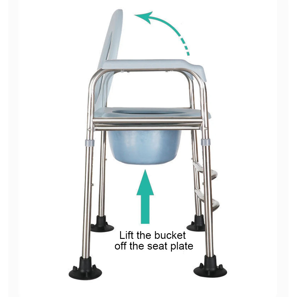 Raised Toilet Seat with Armrests — Stainless Steel Riser Frame