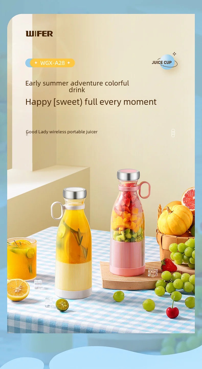New Compact Mini Rechargeable Vibrating Fruit Juicer - Efficient and Convenient Small Capacity Juice Machine - Essential Portabl
