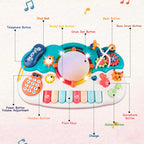 Light-Up Baby Musical Toys 6 in 1 Piano Keyboard Drum Set Gift for 1 Year Old Girls Boys Toys telephone Games
