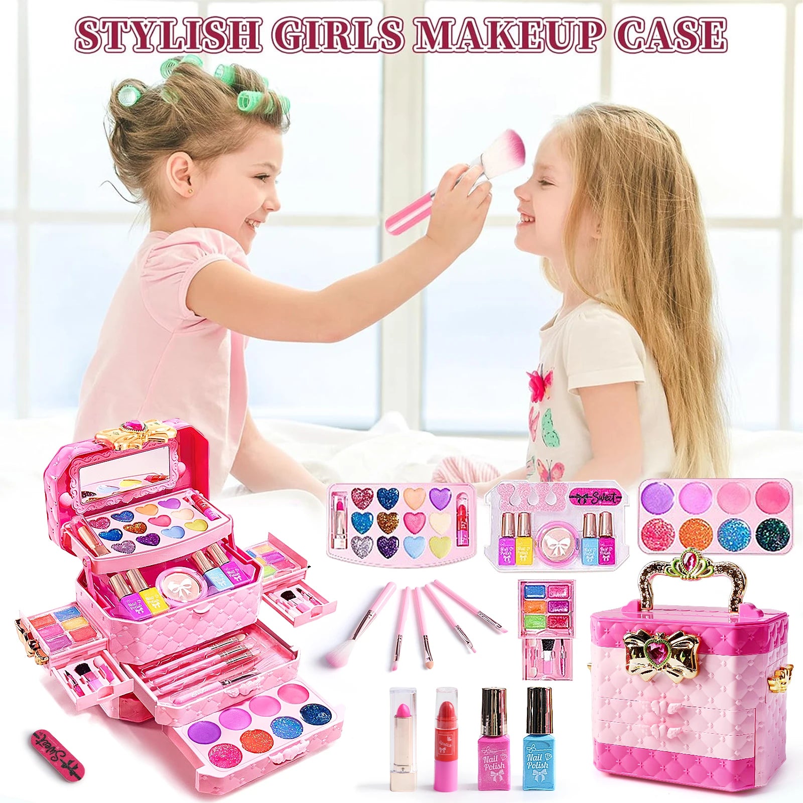Children's Makeup Toy Set Safety Girl for 3-6 Year Old Little Girls Role-Playing Makeup Toy Birthday Gift