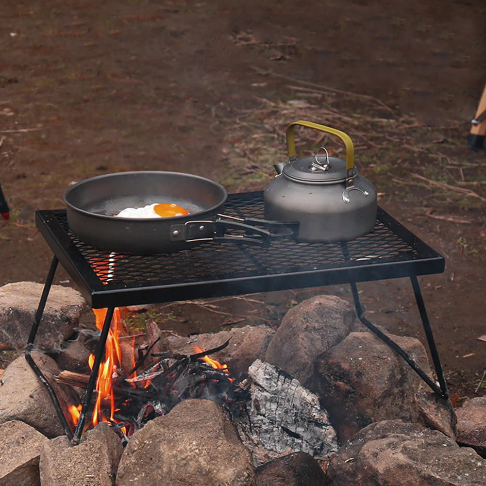 Heavy-Duty Foldable Campfire Grill Grate — Over-Fire Cooking Rack
