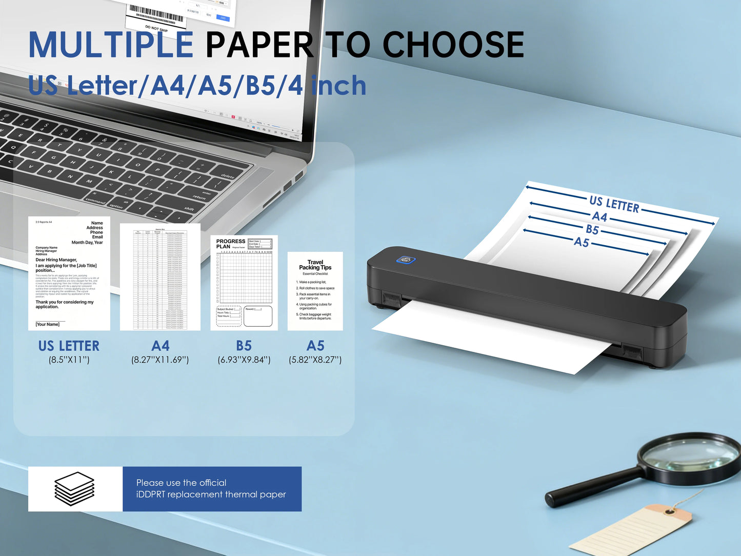 Mini Portable A4 Thermal Printer — Inkless HD for Photos & Documents