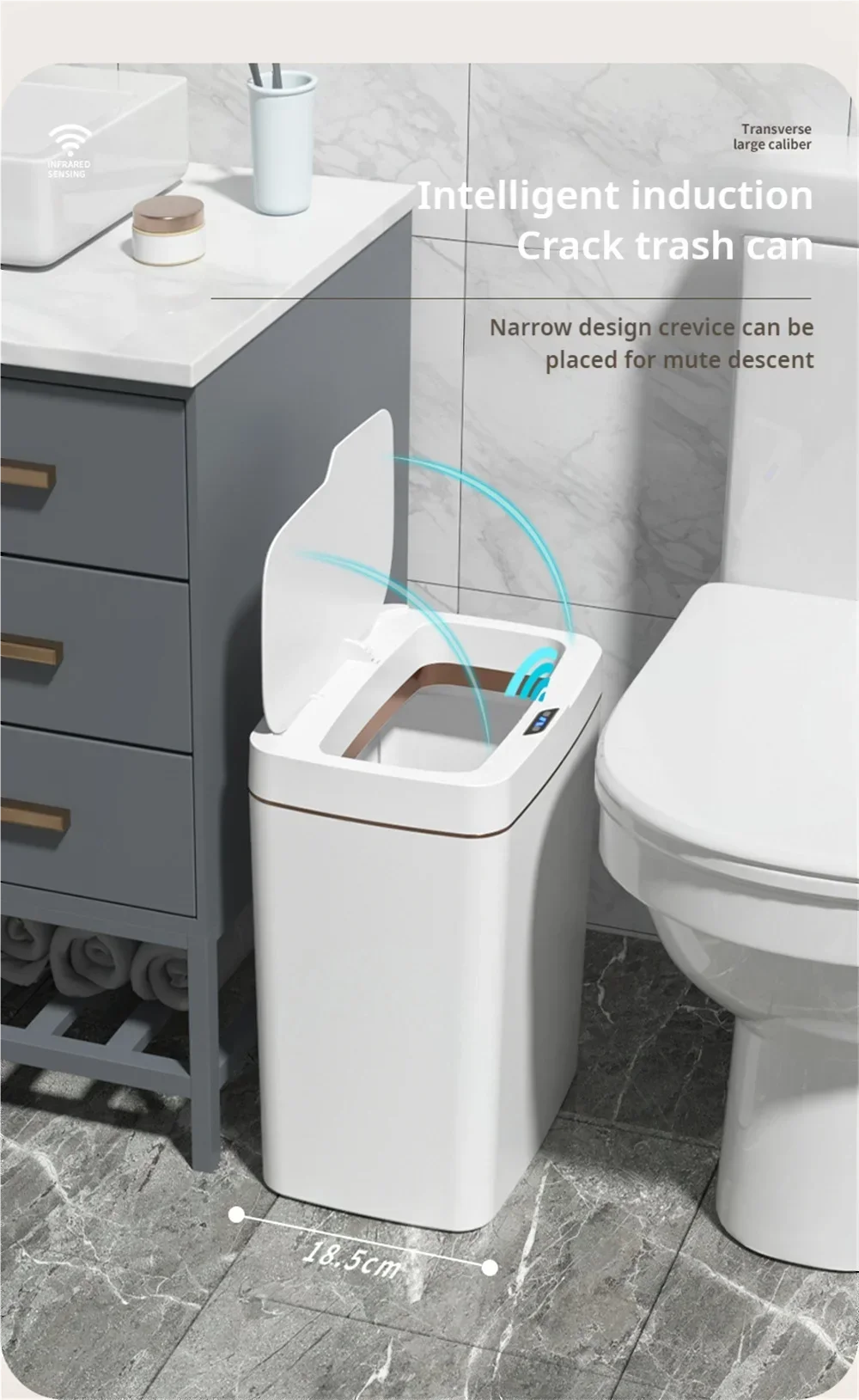 15L Smart Sensor Trash Can — Touchless Bin for Kitchen & Bathroom
