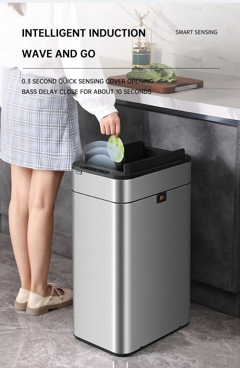 Smart Sensor Trash Can — Stainless Steel, 15L / 20L Kitchen Bin