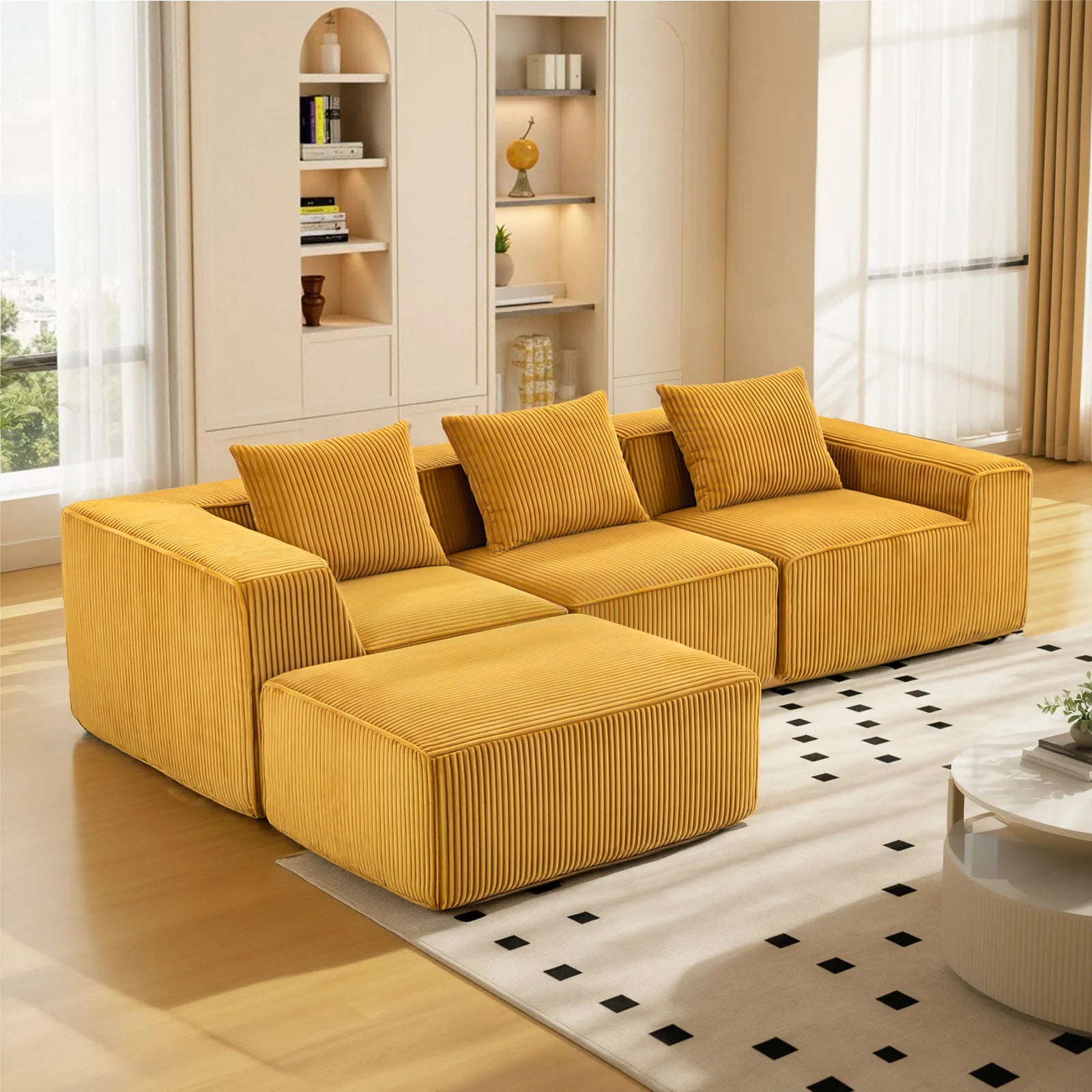 Sectional boneless Couch with L-Shape Chaise,Modern  Modular sleeper Sofa with Deep Seat, Upholstered Couches for Room