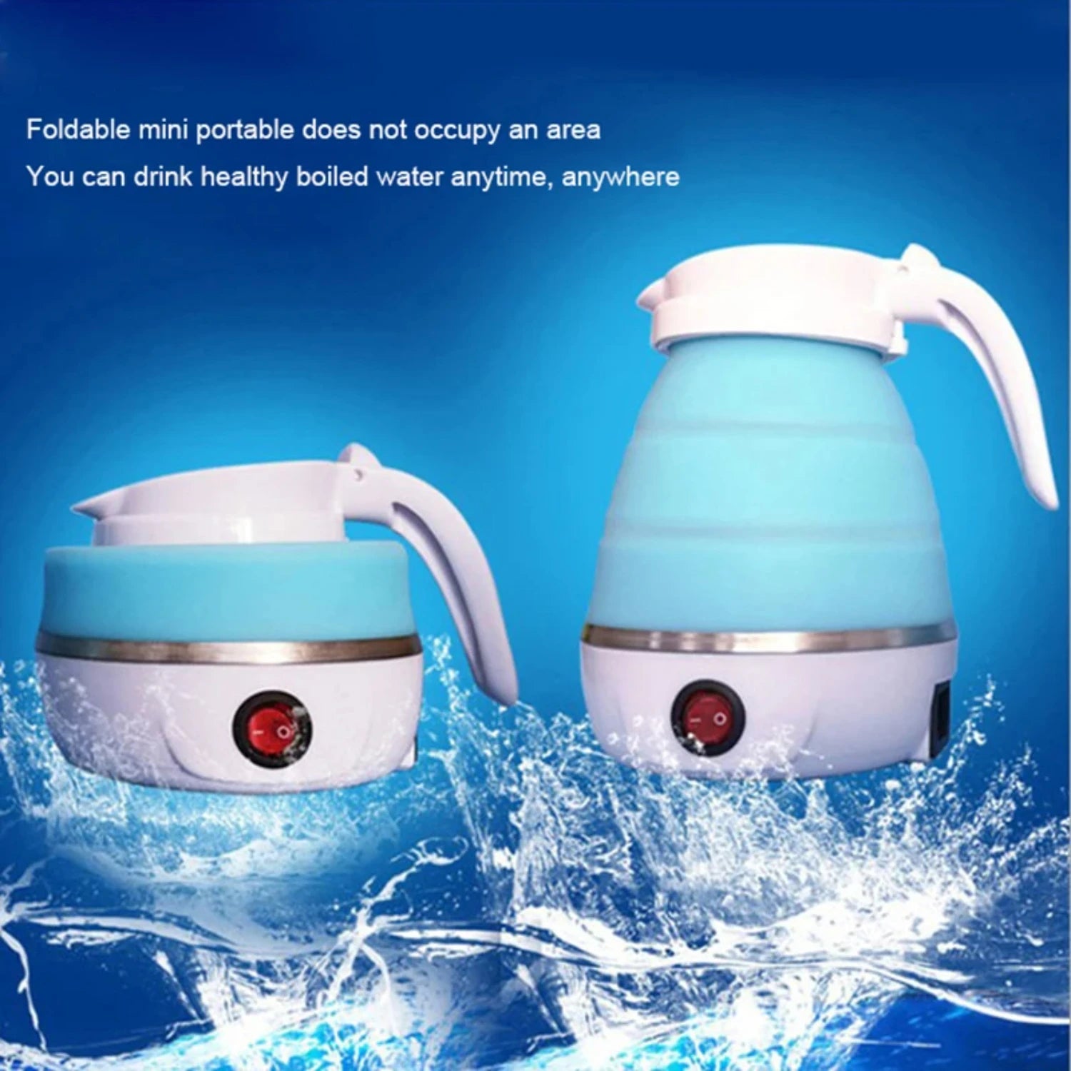 Convenient, Lightweight, and Portable 600ml Silicone Household Kettle - Durable Leakproof Foldable Design with Compression made