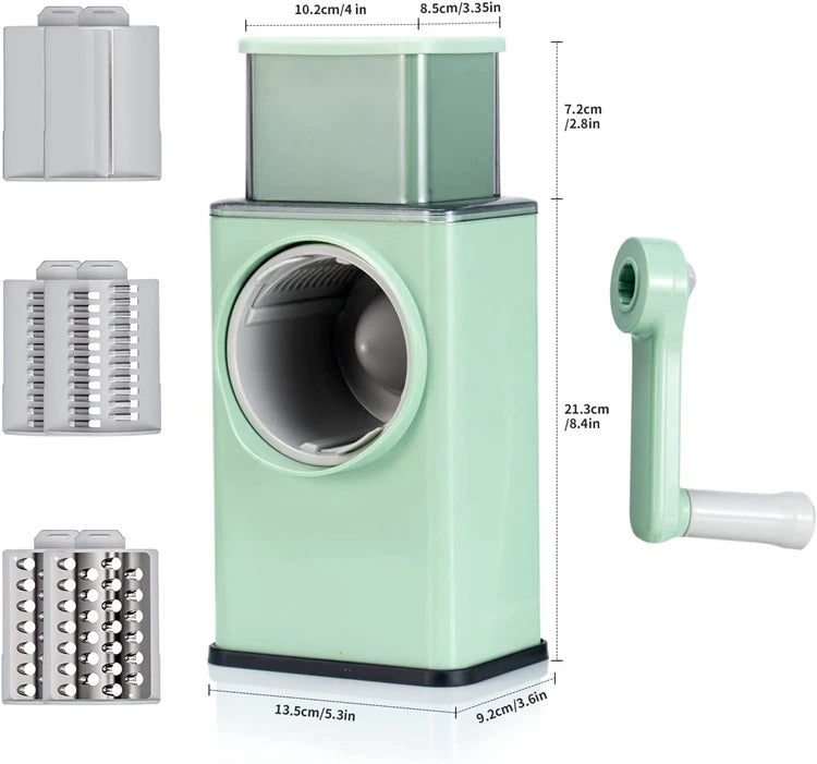 6-in-1 Hand Crank Vegetable Grater — Slicer, Shredder, Chopper