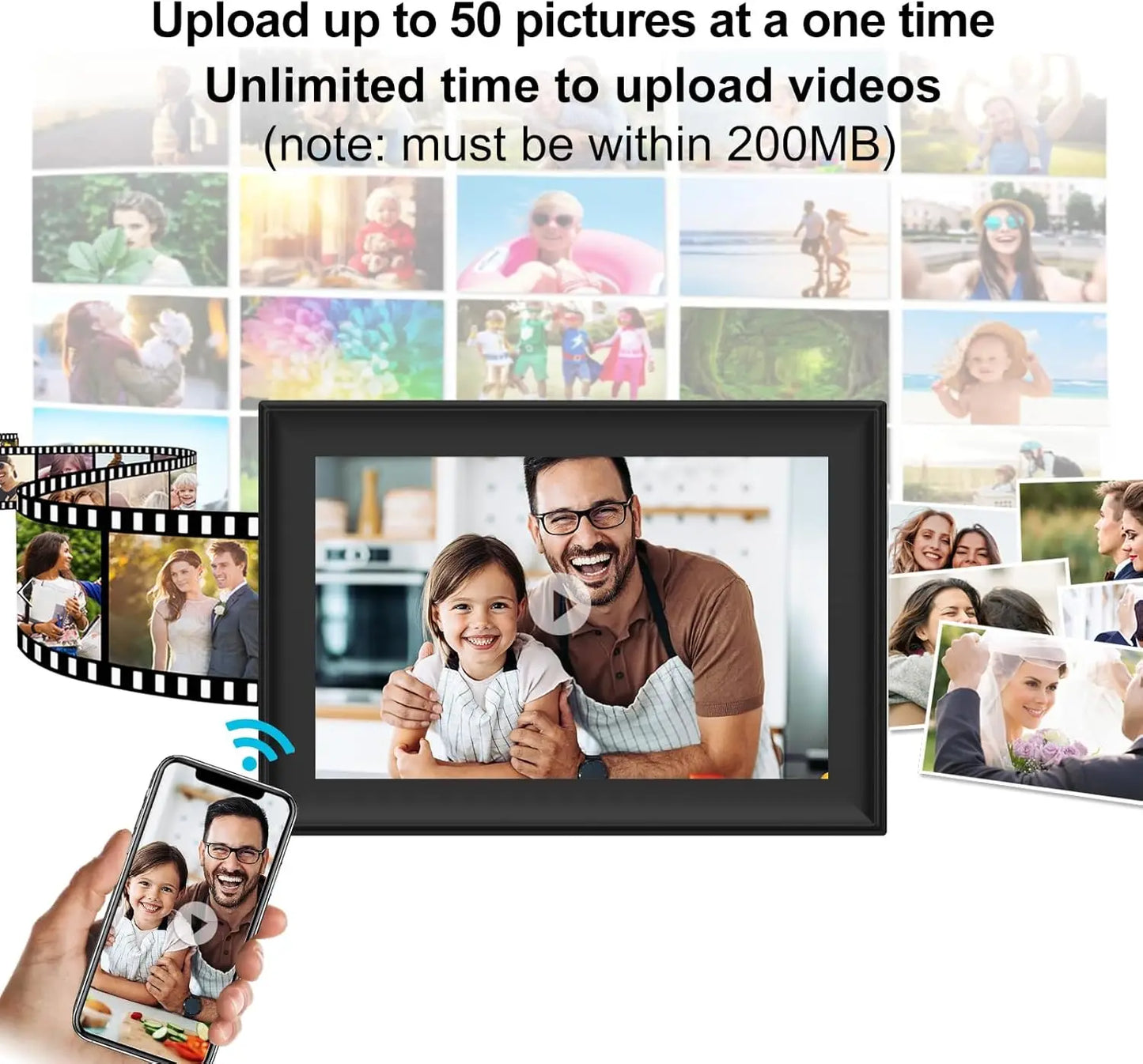 WiFi Digital Picture Frame — 10.1", 32GB, IPS Touch, Auto-Rotate