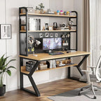 47" Industrial Computer Desk with Pegboard and Shelves