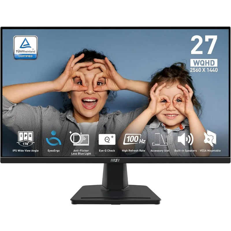 MP275Q 27 Inch Office Monitor - 2560 x 1440 IPS Panel, 100 Hz, Eye-Friendly Screen, Built-in Speakers, Tilt-Adjustable