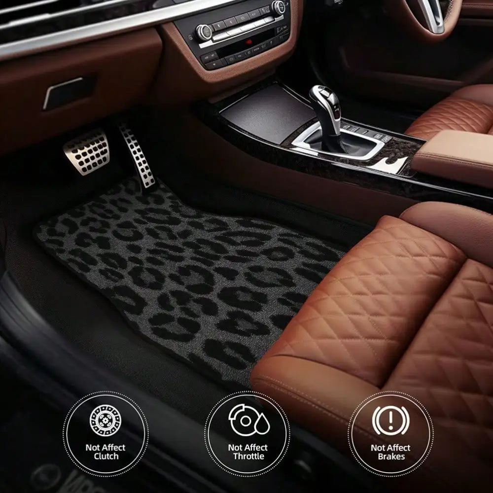 4pcs Leopard Print Car Mats