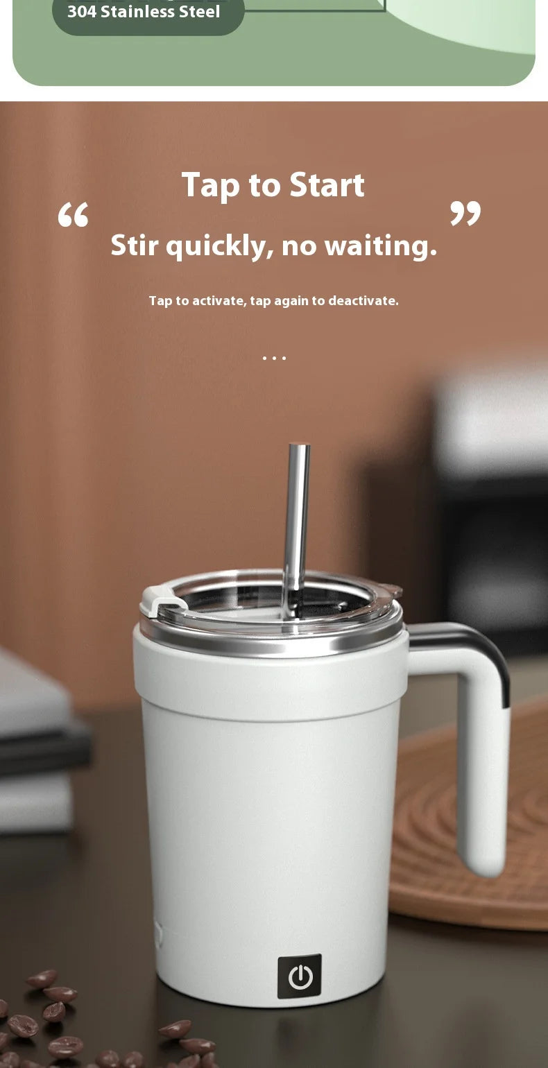 Smart Self-Stirring Coffee & Milkshake Cup — Magnetic, Temp Display