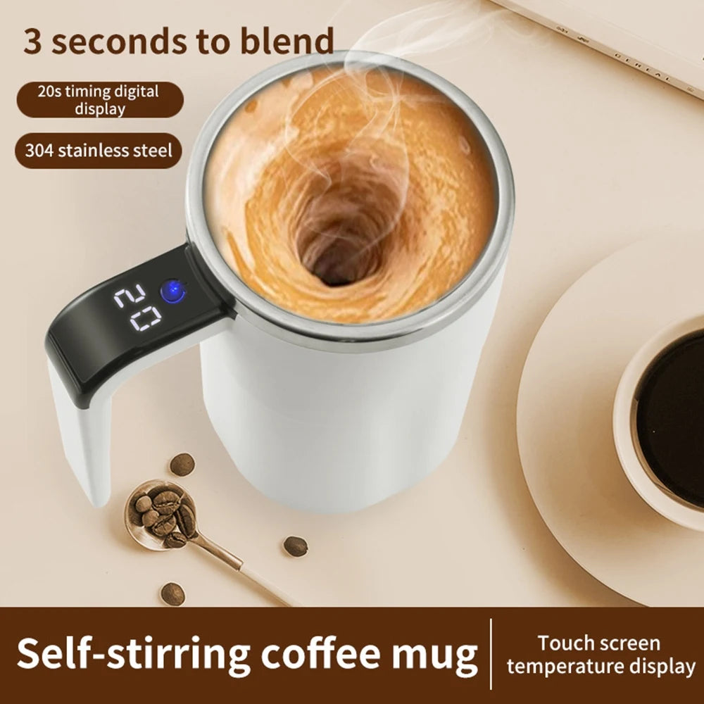 Self-Stirring Magnetic Coffee Mug — 380ml, Stainless Steel