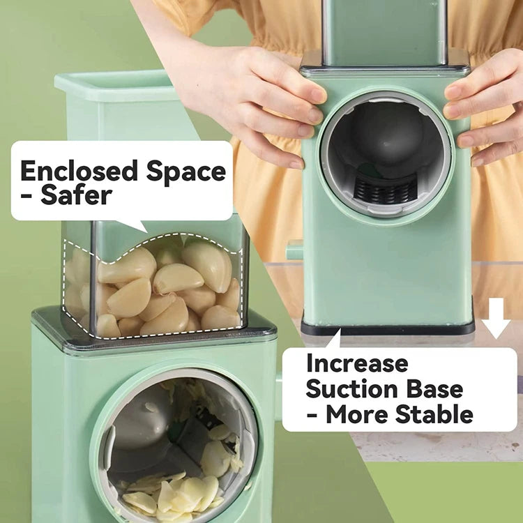 6-in-1 Hand Crank Vegetable Grater — Slicer, Shredder, Chopper
