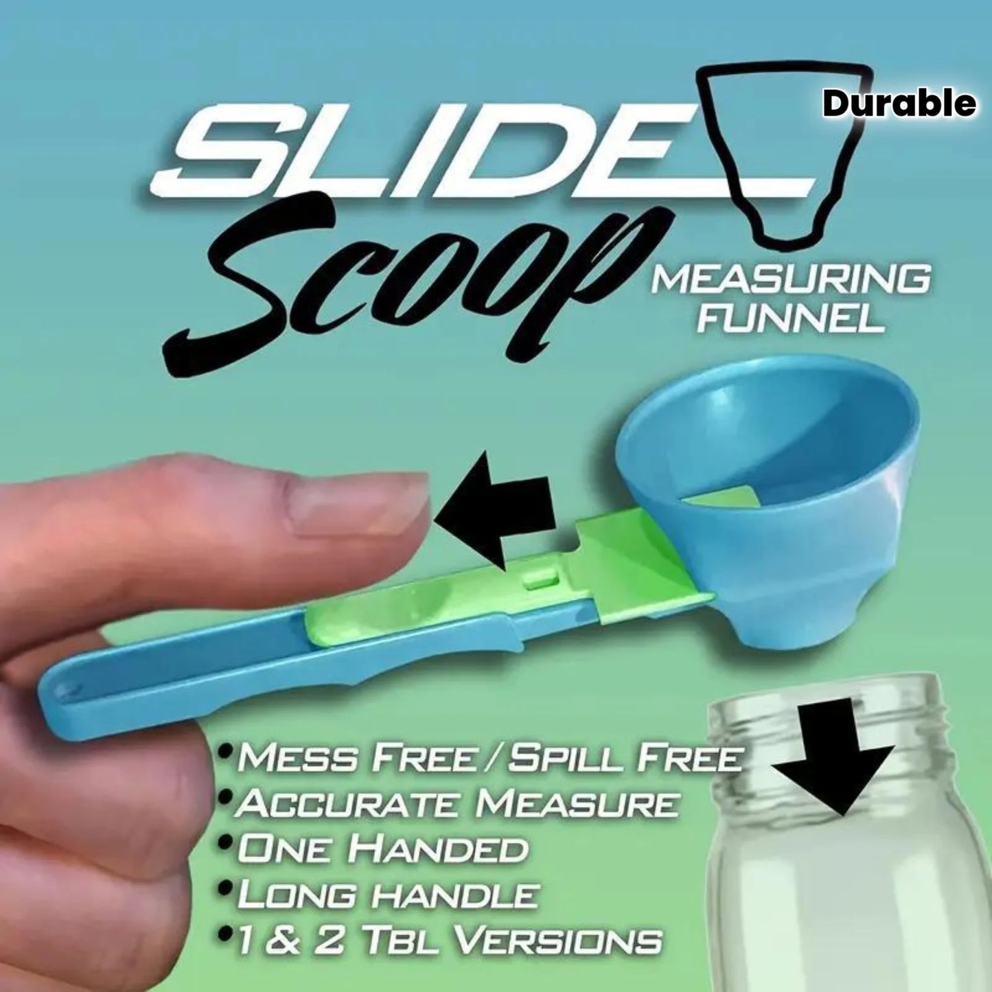 2-in-1 Protein Scoop with Built-In Funnel — Mess-Free Measuring Cup
