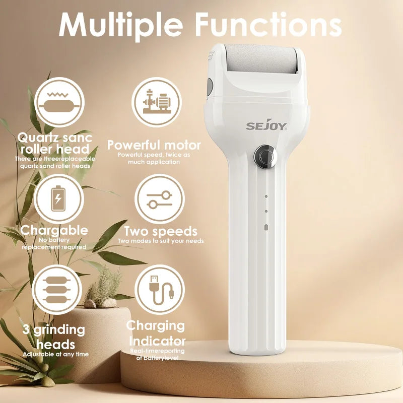 SEJOY Electric Foot Callus Remover Electric Pedicure Machine Adjustable Speed with 2 Replacement Sandpaper Foot Pedicure