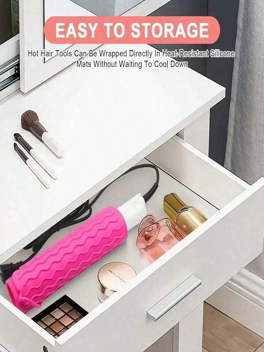 Portable Heat-Resistant Silicone Mat — Travel Pad for Curling Iron