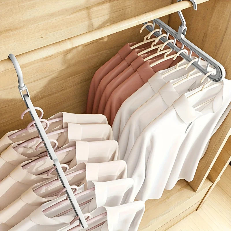 9-Hole Foldable Closet Hangers — Heavy-Duty, Space-Saving (Set of 3)