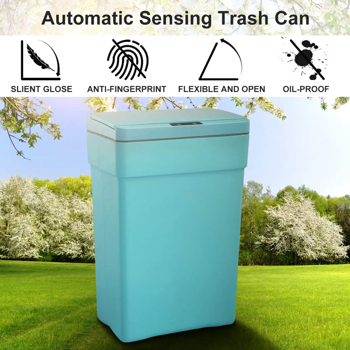 13-Gallon Touch-Free Sensor Trash Can — 50L Kitchen Garbage Bin
