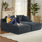 78” Oversized Double Chaise Lounge Indoor, Corduroy Sleeper Sectional Couch, Upholstered Boneless Cloud Sofa Deep Seat, Comfy Pl