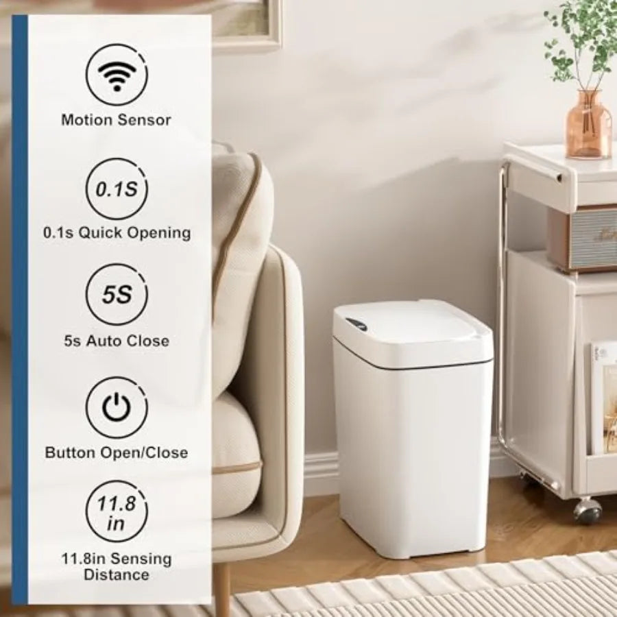 Touchless Motion Sensor Trash Can — 2.2 Gal Slim with Lid (2-Pack)
