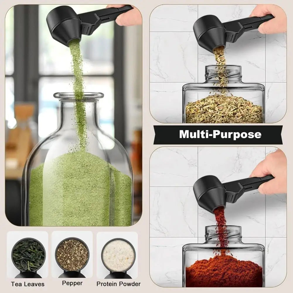No-Spill Sliding Coffee & Protein Powder Scoop - Reusable Funnel